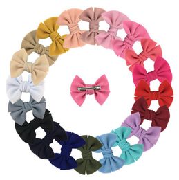 Baby Girls Hair Clips 4.5 Inch Bows Hairpin Soft Bowknot Children Barrettes Kids BB Clip Hair Accessories 20 Colors DW6339