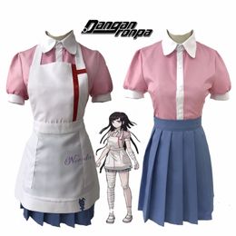 Mikan Tsumiki Cosplay Anime Danganronpa Dangan Ronpa 2 Cosplay Costume Women Outfit Sets Halloween Party Dress Wig LJ200930