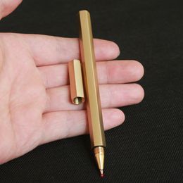 Handmade pure Hexagonal brass Metal gel Bamboo copper pen creative gift school office stationery 201202