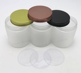 24pcs/lot 250g Refillable Empy bulk frost PET plastic cream cosmetic jars 250cc Aluminum lids