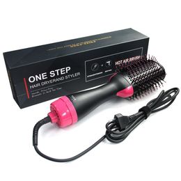 Retail 1000W One Step Hair Dryer Volumizer Electric Blow Dryer Hot Air Brush Hair Straightener Curler Comb Hair Dryer And Styler