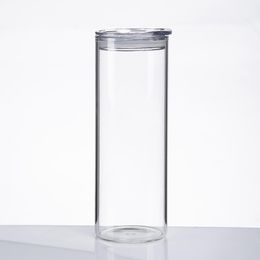 Sublimation Glass Beer Tumblers with Lid Straw DIY Blanks Frosted Clear Can Shaped Mug Cups Heat Transfer 25oz Cocktail SEAWAY JJF13874