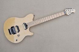 Natural wood Body Electric Guitar with Chrome Hardware, Maple Quilted Top,Provide Customized Services