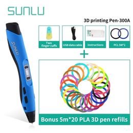 SUNLU 3D Pen SL-300A With USB Data Cable PLA/ABS/PCL Filament 3D Printing Pen As Birthday Gift For Children Explore Brains Tools 201214