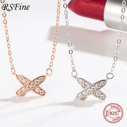 925 Sterling Silver letter Necklace simple Fine Jewellery wholesale Diamond crossed For women famous