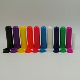 NEW! 8 Sets Colorful Nasal Inhaler Blank, Aromatherapy Sticks with High Quality Cotton Wicks 51mm*8mm (8 colors)