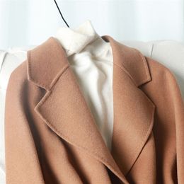 100% Wool coat for women spring jacket new arrival double-sided cashmere alpaca coat women's long Woollen coat 201103