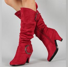 New Women High Heel Autumn Mid Calf Boots Female Zip Buckle Platform Sexy Spike Heels Plus Size Ladies Fashion Shoes1