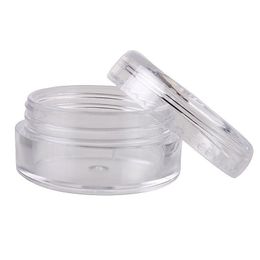 3G Round Shape Empty Plastic Jar White Cap 3ML Cosmetic Plastic Vial Pots Container Clear Jars For Face Cream Nail Art Essential