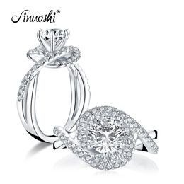 AINUOSHI Luxury 925 Sterling Silver 1.25 Carat Round Cut Engagement Ring Simulated Diamond Wedding Silver Ring Jewellery Gifts Y200107