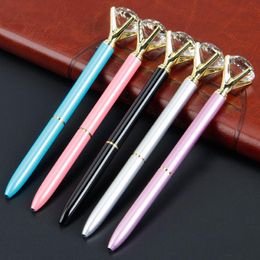 Creative Crystal Glass Kawaii Ballpoint Pen Big Gem Ball Pen With Large Diamond 11 Colors Fashion School Office Supplies FAST SHIP