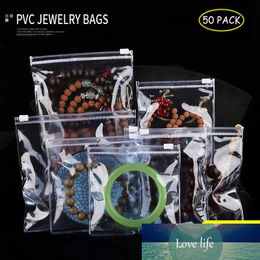 50PCS PVC Jewellery Storage Bags Slide Light Blue Luxury Jewel Plastic Zipper Bag Antioxidant Rings Beads Necklace Gem