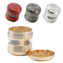 Zinc Alloy 63mm 4 Layers Smoking Grinder Tobacco Crusher Colours Crusher Grid with Transparent Windows
