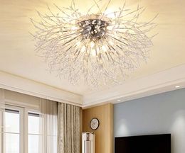 Starburst Crystal Flush Mount Chandelier Light LED G9 Nordic Stainless Steel Dandelion Ceiling Lamp Art Deco Study Bedroom Hotel