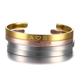personalized engraved bracelets UK - Personalized Stainless Steel Custom Bracelet & Bangle Free Engrave Gold Silver Color Cuff for Women Lovers Gift