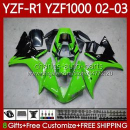 Motorcycle Body For YAMAHA YZF-R1 YZF-1000 YZF R 1 1000 CC 00-03 Bodywork 90No.12 YZF R1 1000CC YZFR1 02 03 00 01 YZF1000 2002 2003 2000 2001 OEM Light green Fairings Kit