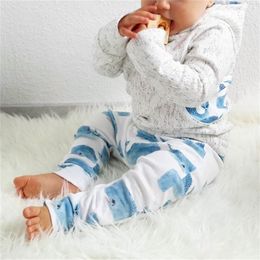 Newborn Baby Girl Boy 0- Winter Clothes Warm Hoodies Tops+Whale Pants Outfits LJ201221