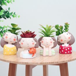 Creative cartoon girl flowerpot Succulent Plants Planter pot European Style Flower Mini Cactus Flower Pot Xmas Wedding Home Decora T9I001005