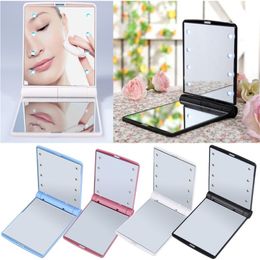 6 Colors LED Makeup Mirror Cosmetic 8 LED Mirror Folding Portable Travel Compact Pocket led Mirror Lights Lamps
