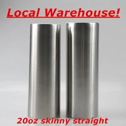 Local Warehouse! 20oz Skinny Straight Stainless Steel Tumber For Glitter Metal Double Insulation Vacuum Water Bottles With Lid&Straw Coffee Milk Mugs A12