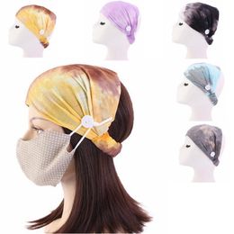 Tie Dyed Headband Women Button Turbans Ear Protection Hairband Sports Girl Elastic Headwear Yoga Headwrap Hair Accessories 10 Designs