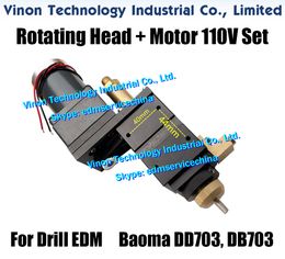 Baoma Rotating Head+Motor 110V Set for Baoma DB703,DD703 Drilling EDM Machine (Mounting hole 40x44mm).Rotational Head with DC Motor Assembly