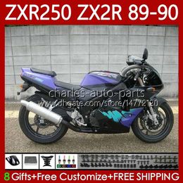 Motorcycle Bodys For KAWASAKI NINJA ZX2R ZXR250 ZX 2R 2 R R250 ZXR 250 89-98 Bodywork 84No.9 ZX2 R ZX-2R Purple black ZXR-250 89 90 ZX-R250 1989 1990 Full Fairing Kit