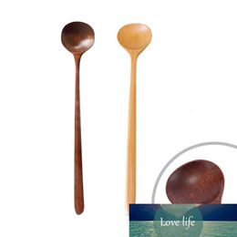 Wood Long Spoon 10.9Inches 100% Natural Wood Long Handle Round Spoons for Soup Cooking Mixing Stirr Coffee Teaspoon Kitchen Tool