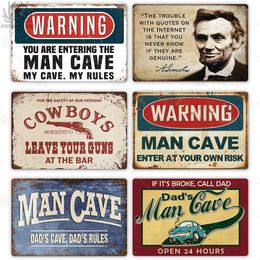 Retro Metal Man Cave Sign - Fun Wall Decor for Bar, Pub, Garage - Vintage Tin Plaque Plate