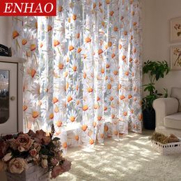 ENHAO Modern Sun Floral Tulle Curtains for Living Room Bedroom Kitchen Luxury Sheer Curtains for Window Tulle Curtains Drapes Y200421