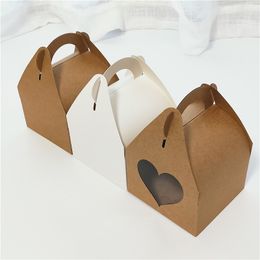 20pcs/lot Large Kraft Paper Gift Box With Handle Wedding Birthday White Cardboard Cake Box black Cupcake Box For Packaging Gifts 201029