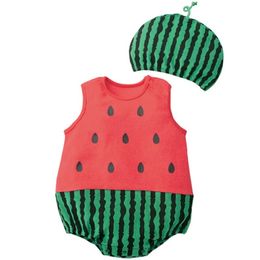 Baby Clothes Cartoon Baby Boy Girl Rompers Cotton Animal And Fruit Pattern Infant Jumpsuit + Hat Set Newborn Baby Costumes 201027
