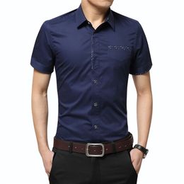 2022 Summer Men's Shirt Brand Luxury Men Cotton Short Sleeves Dress Shirt Turn-down Collar Cardigan Shirt Men Clothes 220222