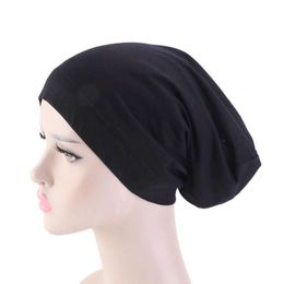 New Fashion Women Stretchy Cotton Turban Dome Cap Headwear for Chemo Hijab Head Scarves Ladies Bonnet Cap Turbante