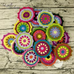 Original DIY Multicolor Crochet Coaster Handmade Crochet Doilies Table Placemat Decor Doily Clothes Wool Accessories 12cm 30pcs Y200328