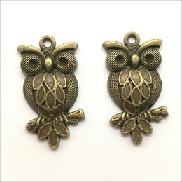 Lot 50pcs Owl Antique Bronze Charms Pendants Jewelry Making DIY Keychain Pendant For Bracelet Earrings 30*16mm DH0833