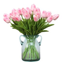 Decorative Flowers Latex Tulips Artificial PU bouquet Real touch flowers For Home decoration Wedding 11 Colours Option Wreaths