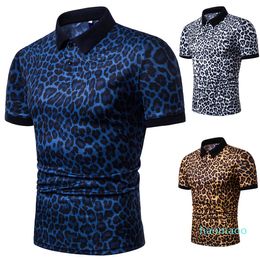 Men's Polos shirt 2022 summer man's fashion leopard print short-sleeved lapel T-shirt casual Polo shirt male L078