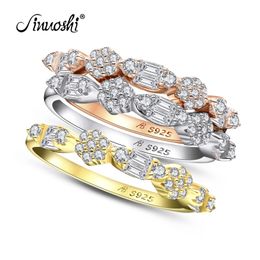 AINUOSHI Fashion 925 Sterling Silver Half Engagement Ring Sets Simulated Diamond Wedding Silver 3 Pieces Rings Jewellery Y200107