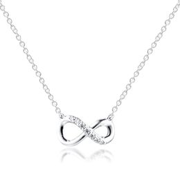 Sparkling Infinity Collier Necklace for Women 925 Sterling Silver Collier Jewelry Female Choker Necklace Jewellry Fine Q0531