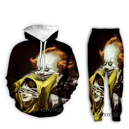 New Men/Womens Stephen King's IT - Pennywise Funny 3D Print Fashion Tracksuits Hip Hop Sweatshirt and Pants 2 Pcs Set Hoodies Z07