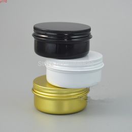 50G 50ML Aluminum Jar White Black Gold Cosmetic Cream Packing Tin Metal Container Essence Oil Aroma Wax Pot Screw Lid, 25pcs/lotgoods