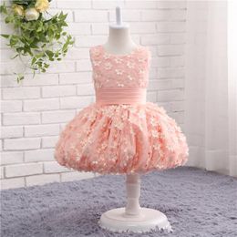 back zipper Applique sash Kids' Dresses Flower Girls' Dresses