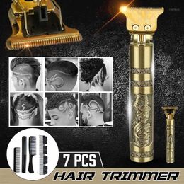 Clippers para el cabello USB Recargable Recargable Clipper Trimmer Razoras de barba Máquina de corte de cabello con cabezal caldo sin cable con regalo1