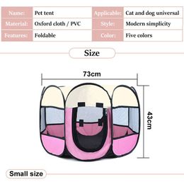 Portable Foldable Dog Cage Pet Tent Houses Playpen Puppy Kennel Easy Operation Octagon Fence Outdoor For Small Large Dogs Crate LJ201203