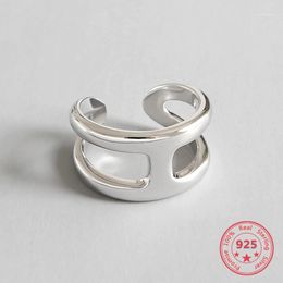 Cluster Rings 100% Authentic 925 Silver Cross Ring Jewelry Vintage INS Simple Letter Girlfriend Gift Femme For Women1