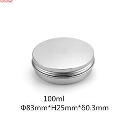Cosmetic Cream Sample Jar Metal Skin Care Tool Sliver 100ml Screw Cap Round Aluminum Tin Emulsion Cans Travel Empty 50pcshigh quatity