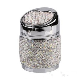 Pillar Shape Smoking Accessories With Lid Inlay Rhinestone Multi Color Cars Ornament Ash Tray Exquisite Ashtrays Metal Portable New 27yj G2