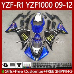 Bodywork Kit For YAMAHA YZF-R1 YZF R1 Blue Black 1000 CC YZF-1000 09-12 Body 92No.126 YZF1000 YZF R 1 2009 2010 2011 2012 1000CC YZFR1 09 10 11 12 Motorcycle Fairing