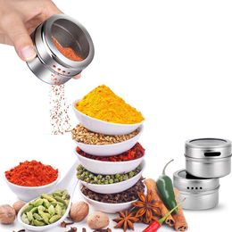 Small Spice Container Stainless Steel Salt Pepper Jar Container Powder Box Tool For Home Kitchen organizer